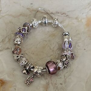 Michael Hill 925 Sterling Silver Charm Bracelet, 17 Charms & 1 Safety Clasp